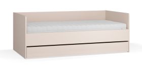 Letto singolo Mirinay 14 beige | Vano contenitore | Rete a doghe sollevabile | Bordi protetti ABS | 90 x 200 cm