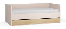 Letto singolo Mirinay 14 | Beige/rovere | Vano contenitore | Rete a doghe sollevabile | 90 x 200 cm
