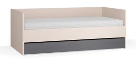 Letto singolo Mirinay 14 beige/grafite | Vano contenitore | Rete a doghe sollevabile | Bordi ABS | 90 x 200 cm