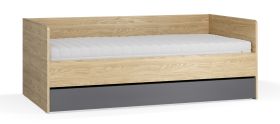 Letto singolo 90 x 200 cm con vano contenitore | Grafite e rovere | Rete a doghe sollevabile "Mirinay" 15
