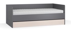 Letto singolo 90 x 200 cm con vano contenitore | Rete a doghe sollevabile | Colori grafite/beige | Bordi in ABS | Mirinay 15