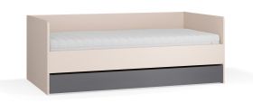 Letto singolo Mirinay 15 | 90 x 200 cm | Beige e grafite | Vano contenitore | Rete a doghe sollevabile | Bordi in ABS