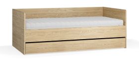 Letto singolo Mirinay 16 rovere | Rete a doghe sollevabile | Contenitore | 90 x 200 cm