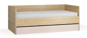 Letto singolo Mirinay 16 | Beige e rovere | Rete a doghe sollevabile | 90 x 200 cm | Letto supplementare