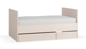 Letto singolo estensibile Miriany 19 beige | 2 cassetti | Rete a doghe sollevabile | Vano contenitore | 90 x 160-200 cm