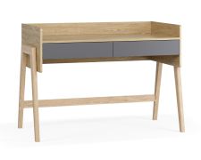 Scrivania Miriany | Rovere e grafite elegante | 2 cassetti Soft-Close | Altezza regolabile | 121 x 60 x 86 cm