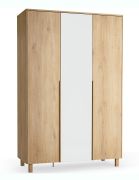 Armadio ad ante "Olimar" 04, color rovere, 1 anta a specchio, 3 cassetti, 1 barra appendiabiti, 3 cassetti, illuminazione a LED, Sistema "Soft-Close", 153 x 60 x 235 cm
