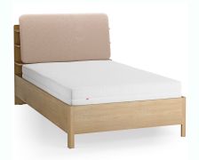 Letto una piazza e mezza "Olimar" 23, color rovere/ecru, incl. rete a doghe sollevabile, testiera imbottita, 4 ripiani aperti, contenitore dietro lo schienale, 120 x 200 cm