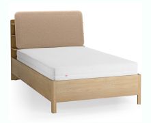 Letto una piazza e mezza "Olimar" 23, color rovere/tortora, incl. rete a doghe sollevabile, testiera imbottita, 4 ripiani aperti, contenitore dietro lo schienale, 120 x 200 cm