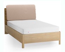 Letto una piazza e mezza "Olimar" 23, color rovere/ecru, incl. rete a doghe, testiera imbottita, 4 ripiani aperti, contenitore dietro lo schienale, 120 x 200 cm
