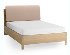Letto una piazza e mezzo "Olimar" 24, color rovere/ecru, incl. rete a doghe sollevabile, testiera imbottita, 4 ripiani aperti, contenitore dietro lo schienale, 140 x 200 cm