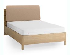 Letto una piazza e mezzo "Olimar" 24, color rovere/tortora, incl. rete a doghe sollevabile, testiera imbottita, 4 ripiani aperti, contenitore dietro lo schienale, 140 x 200 cm