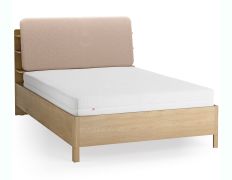 Letto una piazza e mezzo "Olimar" 24, color rovere/ecru, incl. rete a doghe, testiera imbottita, 4 ripiani aperti, contenitore dietro lo schienale, 140 x 200 cm