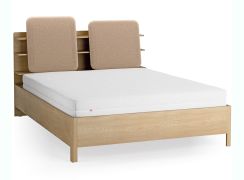 Letto matrimoniale "Olimar" 25, color rovere/tortora, incl. rete a doghe, testiera imbottita, 4 ripiani aperti, 160 x 200 cm