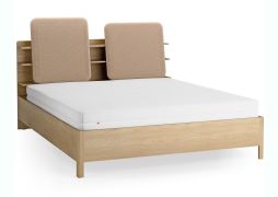 Letto king size "Olimar" 26, color rovere/tortora, incl. rete a doghe sollevabile, testiera imbottita, 4 ripiani aperti, 180 x 200 cm