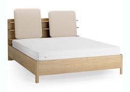 Letto king size "Olimar" 26, color rovere/beige, incl. rete a doghe, testiera imbottita, incl. rete a doghe, 4 ripiani aperti, 180 x 200 cm