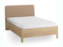 Letto singolo "Olimar" 28, rovere massiccio, color rovere/tortora, incl. rete a doghe, testiera imbottita, 90 x 200 cm