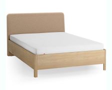 Letto una piazza e mezzo "Olimar" 29, rovere massiccio, color rovere/tortora, incl. rete a doghe sollevabile, 140 x 200 cm