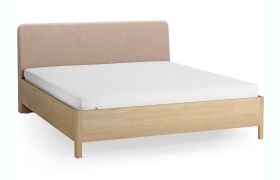 Letto king size "Olimar" 31, color rovere/ ecrù, incl. rete a doghe sollevabile, testiera imbottita, 180 x 200 cm