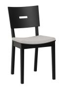 Sedia pranzo ergonomica Tacuarembo 37 | Rovere massiccio nero | Rivestimento grigio | 43 x 50 x 86 cm