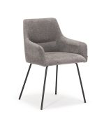 Sedia da pranzo imbottita Tapera 01 | Grigio/nero | Tessuto ciniglia | Piedini antiscivolo | 53 x 55 x 82 cm