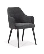 Sedia da pranzo imbottita "Vejigas" 01 | Antracite/Nero | Gambe in faggio | 54 x 58 x 85 cm