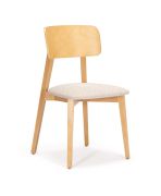 Sedia da pranzo Aguapey 01 | Rovere e beige | Seduta imbottita pet-friendly | Tessuto bouclé | 47 x 50 x 80 cm