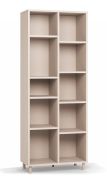 Libreria salva-spazio beige | 10 ripiani | Piedi in metallo | 75,5 x 38 x 194 cm