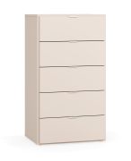 Cassettiera "Tacuarembo" 22 beige | 5 cassetti con sistema Soft-Close | Maniglie bianche | 62,5 x 47 x 112 cm