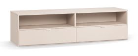 Mobile porta TV "Tacuarembo" 23 beige | 2 cassetti, 2 scomparti | Maniglie bianche | Soft-Close | 180 x 47 x 46,5 cm