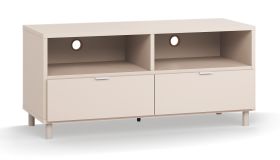 Mobile TV "Tacuarembo" 24 beige | 2 scomparti e 2 cassetti | Passacavi | Soft-Close | 120 x 47 x 55,5 cm