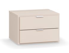 Comodino "Tacuarembo" 32 beige | 2 cassetti con LED touch | Soft-Close | 45 x 40 x 30 cm