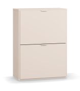 Scarpiera salvaspazio beige 65 x 32 x 90 cm | 2 ante a ribalta | 6 scomparti | Maniglie bianche