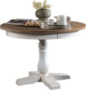 Tavolo da pranzo rotondo Kilkis 24 | Pino bianco antico | Allungabile 115-165 x 115 cm | Design moderno