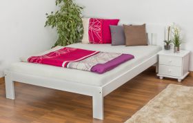Letto singolo in pino massello laccato bianco | 140 x 200 cm | Rete a doghe inclusa | Design moderno