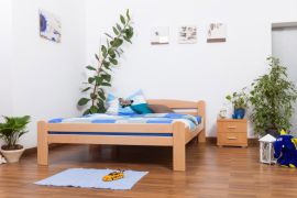 Letto matrimoniale in faggio massello naturale 160 x 200 cm | Design moderno | Montaggio rapido | Stabilità superiore