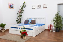 Letto matrimoniale Easy Premium Line K8 | Faggio massello laccato bianco | 2 cassetti e pannello laterale | 160 x 200 cm