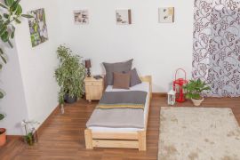 Letto singolo "A9", pino massiccio, naturale, incl. rete a doghe - 90 x 200 cm