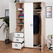 Armadio cameretta ante battenti "Benjamin" 19 | Faggio/Bianco | 236 x 126 x 56 cm | Spazio organizzato