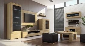Soggiorno moderno completo 2 pezzi | Set K "Lipik" | Rovere e nero | Parzialmente massello