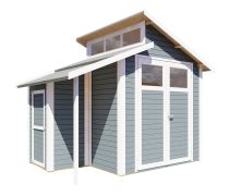 Casetta da giardino "Puchheim" 02 incl. pavimento, grigio - 19 mm, superficie di 5,86 m², tetto a due falde sfalsate