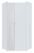 Armadio angolare cameretta Floreffe 02 | Bianco e rovere bianco | 190 x 90 x 90 cm | Ante battenti, moderno, salvaspazio
