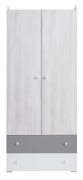 Armadio cameretta ante battenti Floreffe 03 | Bianco, rovere bianco, grigio | 190 x 80 x 50 cm