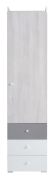Armadio cameretta Floreffe 04 | Bianco, rovere bianco, grigio | 190 x 45 x 40 cm | Design moderno
