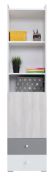 Armadietto per cameretta Floreffe 06 | Bianco, rovere bianco, grigio | 190 x 45 x 40 cm | Design moderno e compatto