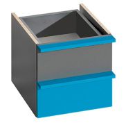 Mobiletto a cassetti compatto Jakob | Antracite e turchese | 37 x 37 x 42 cm | 2 cassetti di design