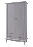 Armadio battente Bignona 02 bianco pino | 2 ante, cassetto e barra appendiabiti | 196 x 105 x 57 cm