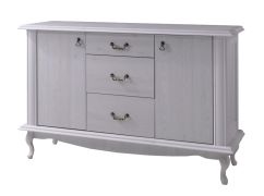 Cassettiera Bignona 08 in pino bianco | 3 cassetti e 2 ante | 89 x 140 x 47 cm | Design elegante