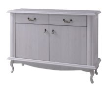 Cassettiera Bignona 09 in pino bianco | 2 ante, 2 cassetti | 89 x 125 x 47 cm | Design classico e funzionale