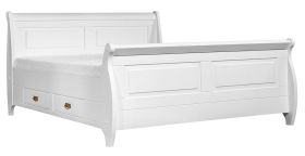 Letto matrimoniale king size Jabron 08 | Pino massello laccato bianco | 180 x 200 cm | 4 cassetti